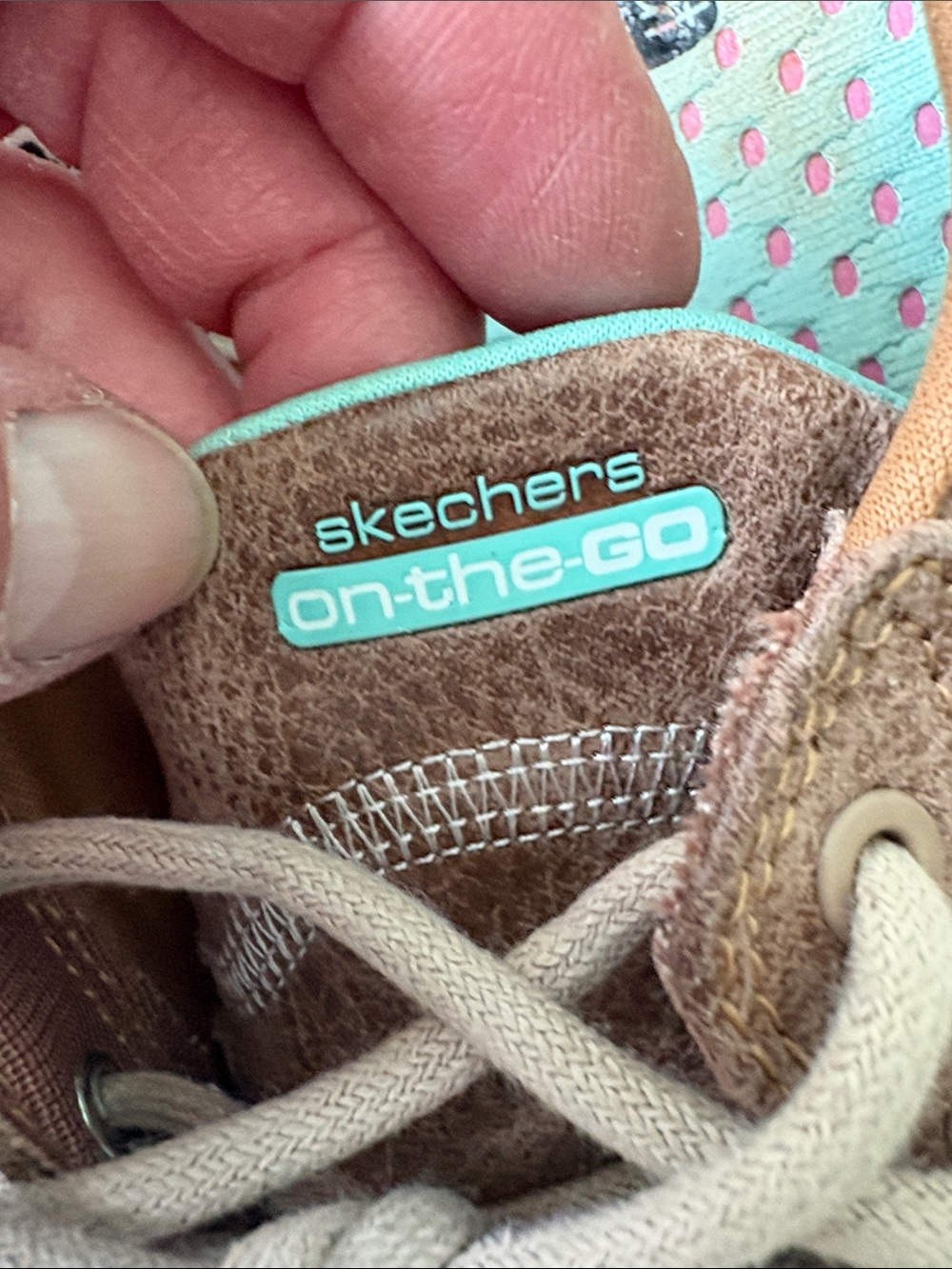 Skechers Mint Plaid & Tan Lace-Up Casual Shoes - Picture 5 of 12